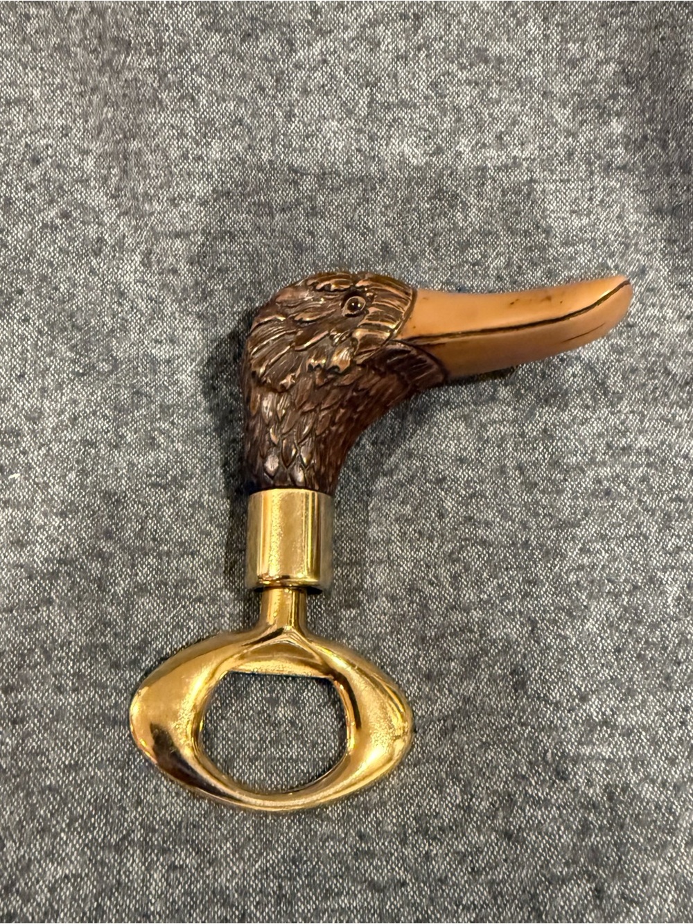 Vintage Duck Head Handle Bottle Opener - Brass and Brown Pre-owned. See photos
